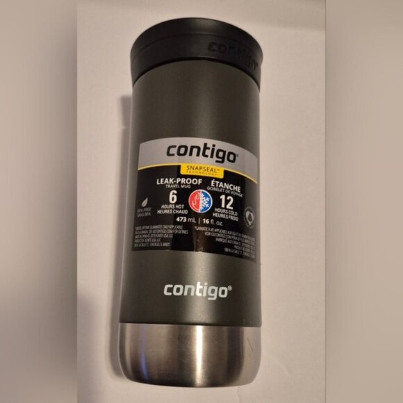 Contigo gray 16 fl oz gray leak proof 6 hour hot 12 hour cold snap seal mug - Picture 1 of 6
